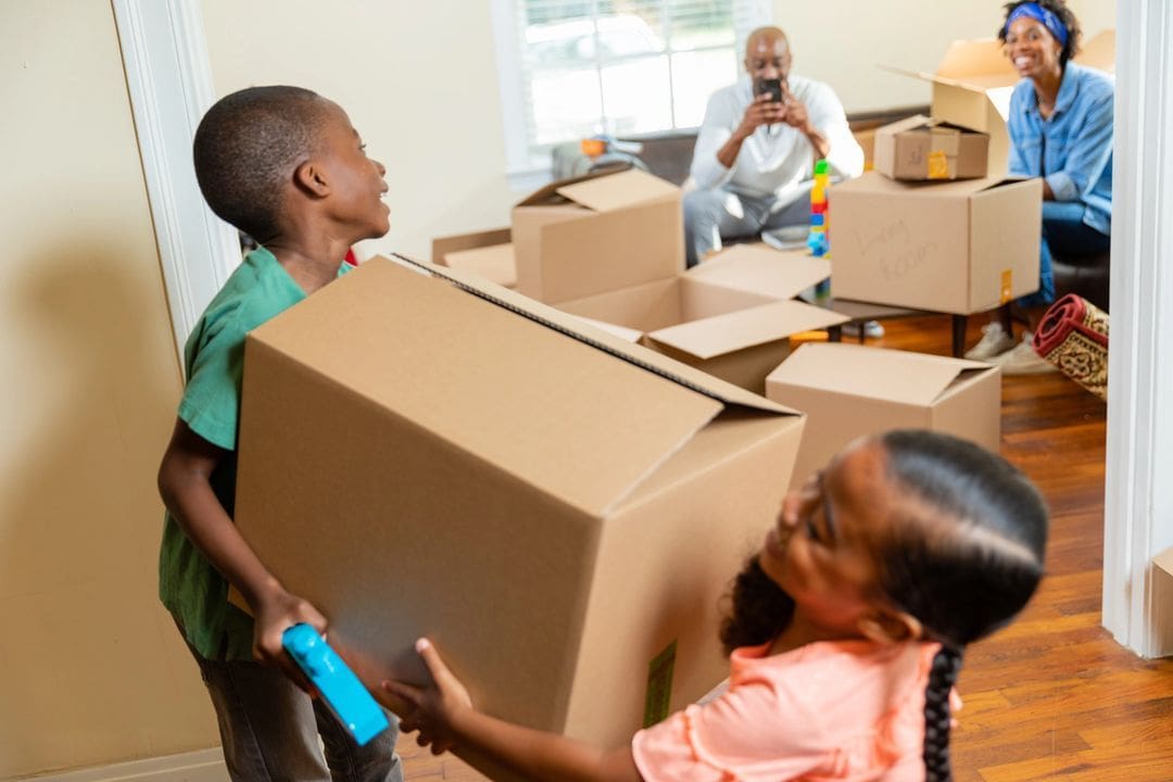 A family moving into their new home.