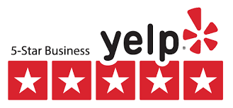 Yelp 5-star business rating logo for moving with red stars.