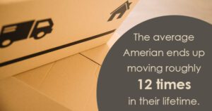 Moving boxes with a statistic: "the average american ends up moving roughly 12 times in their lifetime.